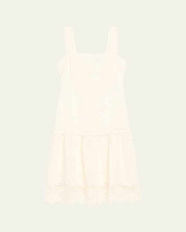 Mona Square-Neck Lace Midi Dress